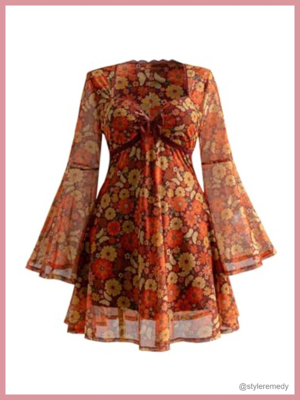 Plus Size Boho Lace Mini Dress Long Sleeve A-Line Sweetheart Neck